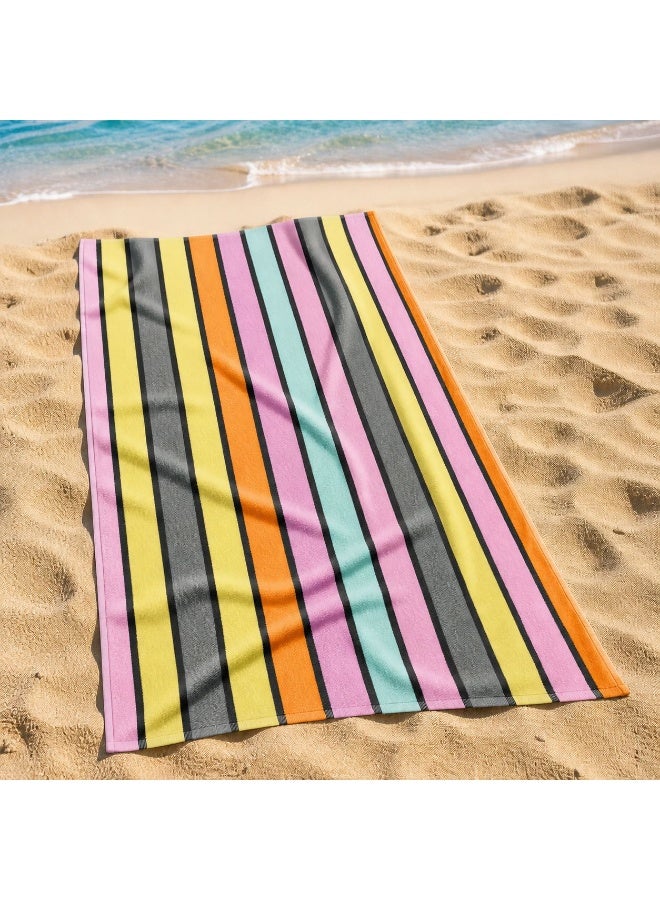 snooze Beach towel, 170*90 cm, orange sea stripes design - Image 4