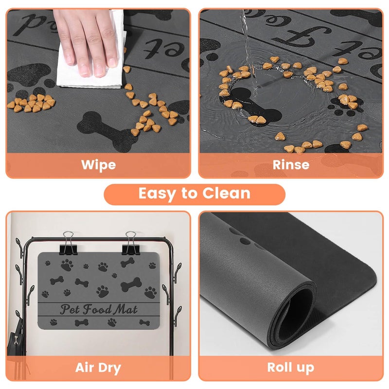 DK177 Pet Feeding Mat-Absorbent Pet Placemat for Food and Water Bowl, with Waterproof Rubber Backing, Quick Dry Water Dispenser Mat for Dog and Cat (20"x12", Bones) - Image 4