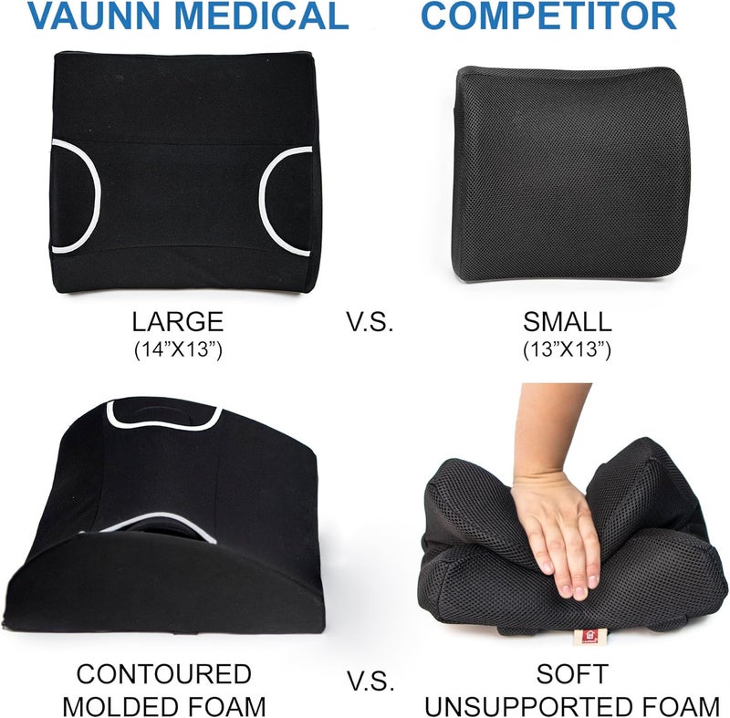 Vaunn وسادة دعم أسفل الظهر الطبية المؤهلة لـ FSA/HSA مع إدخال صلب ووسادة جل ساخنة/باردة - Image 4