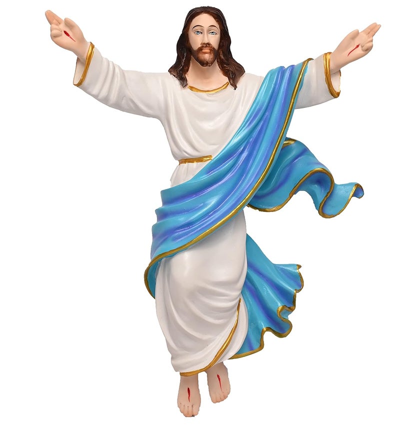 KariGhar Risen Christ Jesus Christ 3 x 10 x12 Inches Catholic Idol Perfect for Prayer Room Drawing Room Bedroom Decoration Gifting A0042 Blue White Idol - Image 2