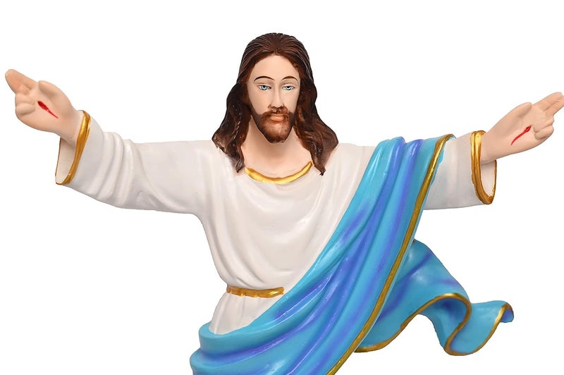 KariGhar Risen Christ Jesus Christ 3 x 10 x12 Inches Catholic Idol Perfect for Prayer Room Drawing Room Bedroom Decoration Gifting A0042 Blue White Idol - Image 5