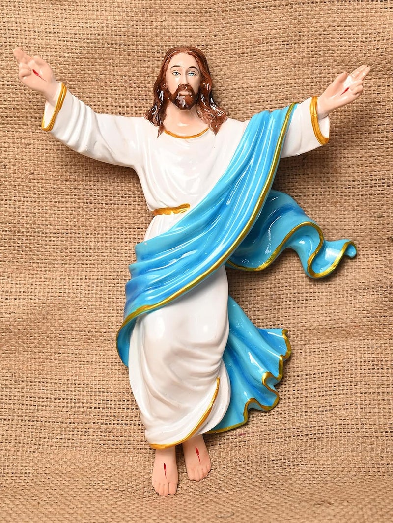 KariGhar Risen Christ Jesus Christ 3 x 10 x12 Inches Catholic Idol Perfect for Prayer Room Drawing Room Bedroom Decoration Gifting A0042 Blue White Idol - Image 4