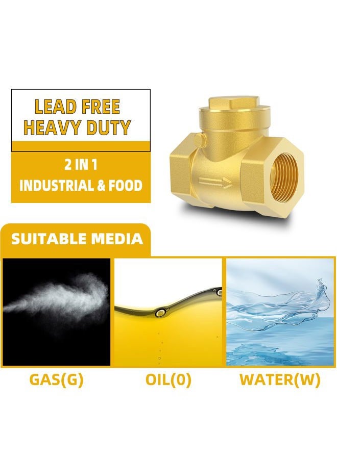 SYWUWV NPT 3/4" One Way Check Valve, DN20 Swing Brass Non Return Check Valve To Prevent Water Backflow, Female Thread Horizontal Fuel Oil Water Gas Air Check Valve To Prevent The Medium Backflow - Image 4
