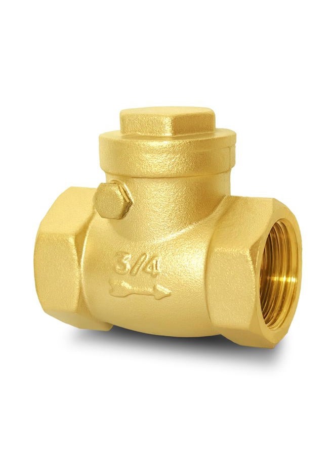 SYWUWV NPT 3/4" One Way Check Valve, DN20 Swing Brass Non Return Check Valve To Prevent Water Backflow, Female Thread Horizontal Fuel Oil Water Gas Air Check Valve To Prevent The Medium Backflow - Image 1