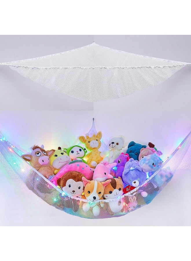Basumee Stuffed Animals Net Or Hammock With Led Light Hanging Toy Net Hammock For Stuffed Animals Storage Stuff Animals Hammocks For Nursery Kids Room With Remote Control 8 Kinds Of Lights(Pack Of 1) - Image 1