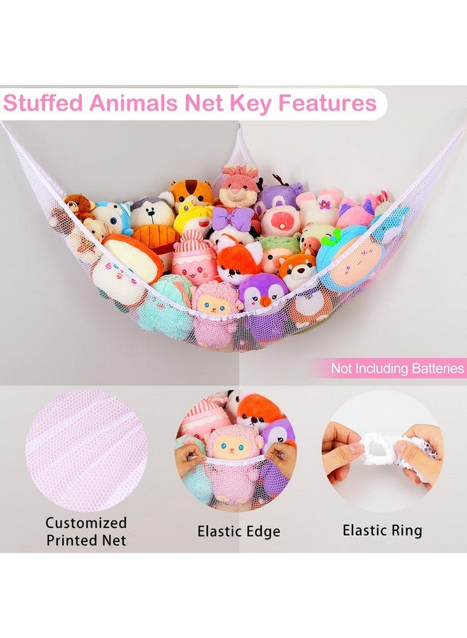 Basumee Stuffed Animals Net Or Hammock With Led Light Hanging Toy Net Hammock For Stuffed Animals Storage Stuff Animals Hammocks For Nursery Kids Room With Remote Control 8 Kinds Of Lights(Pack Of 1) - Image 5