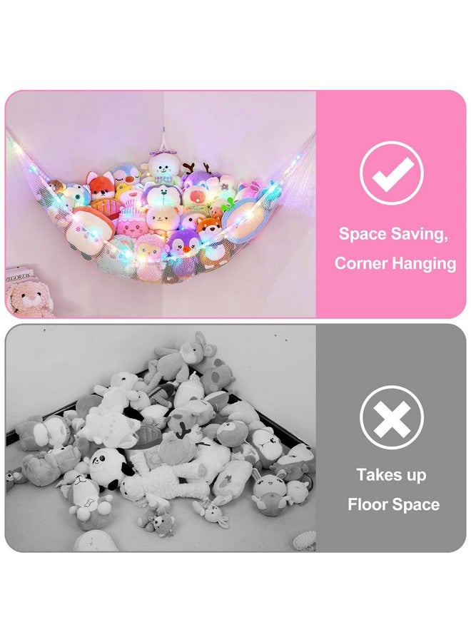 Basumee Stuffed Animals Net Or Hammock With Led Light Hanging Toy Net Hammock For Stuffed Animals Storage Stuff Animals Hammocks For Nursery Kids Room With Remote Control 8 Kinds Of Lights(Pack Of 1) - Image 3
