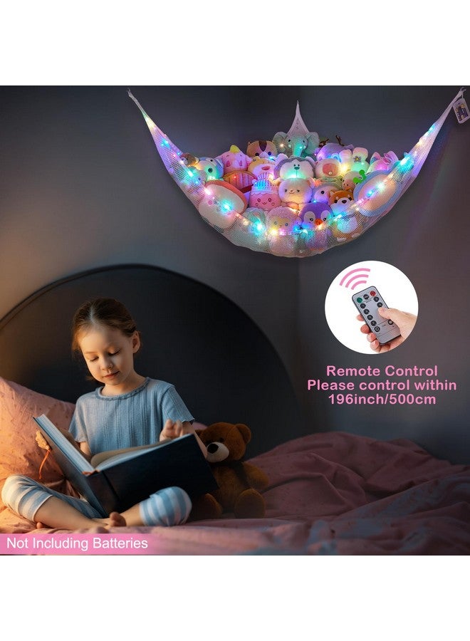 Basumee Stuffed Animals Net Or Hammock With Led Light Hanging Toy Net Hammock For Stuffed Animals Storage Stuff Animals Hammocks For Nursery Kids Room With Remote Control 8 Kinds Of Lights(Pack Of 1) - Image 4