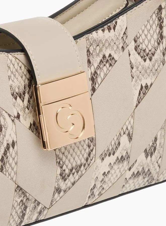 سيليست Womens Animal Print Shoulder Bag With Handle And Zip Closure