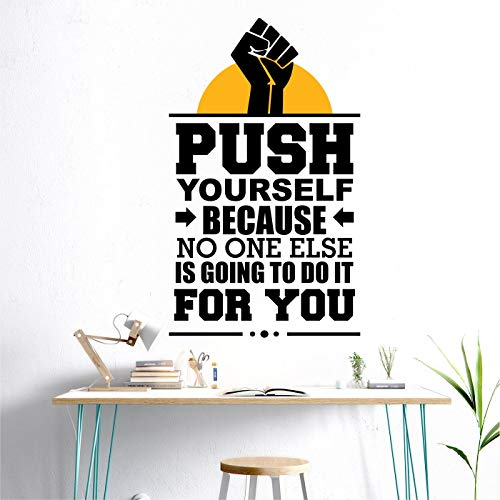 StickMe 'Push Yourself - Office - Inspirational - Motivational - Quotes - Wall Sticker ' -SM642 (Multi Colour, Vinyl - 80cm X 45 cm) - Image 1