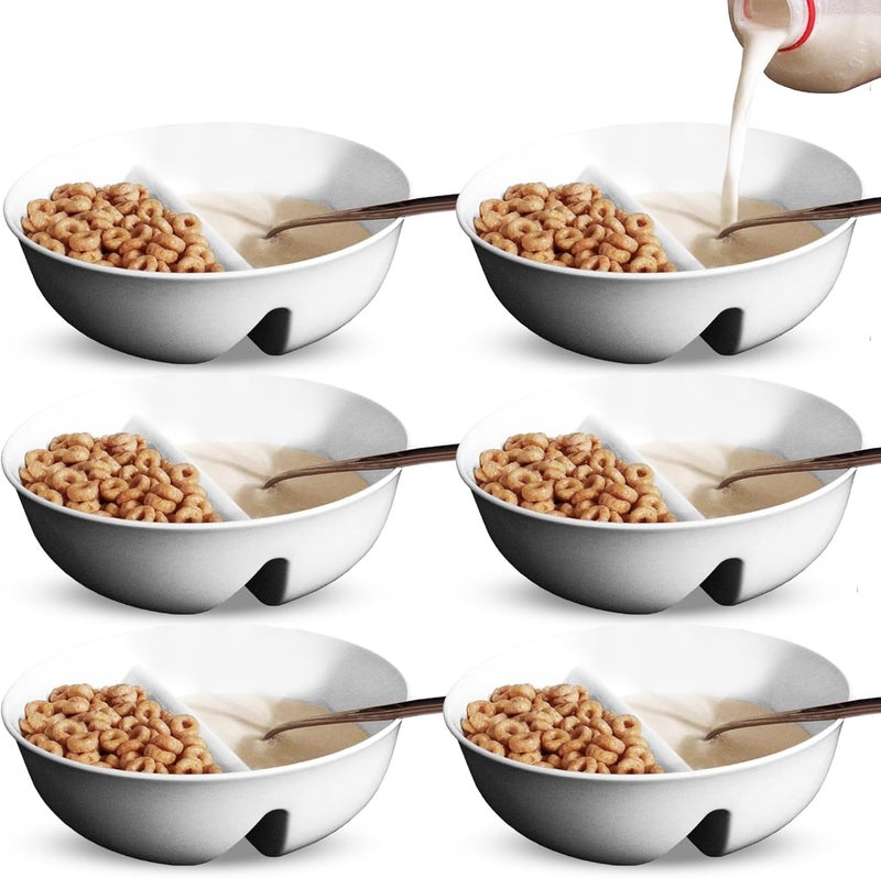 Just Solutions 6 Pack  Just Crunch AntiSoggy Cereal Bowl  Keeps Cereal Fresh  Crunchy  BPA Free  Microwave Safe  Ice Cream  Topping Yogurt  Berries Fries  Ketchup and More  White - Image 1