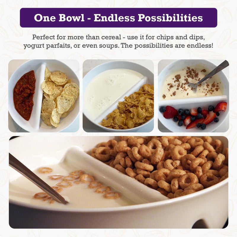 Just Solutions 6 Pack  Just Crunch AntiSoggy Cereal Bowl  Keeps Cereal Fresh  Crunchy  BPA Free  Microwave Safe  Ice Cream  Topping Yogurt  Berries Fries  Ketchup and More  White - Image 3