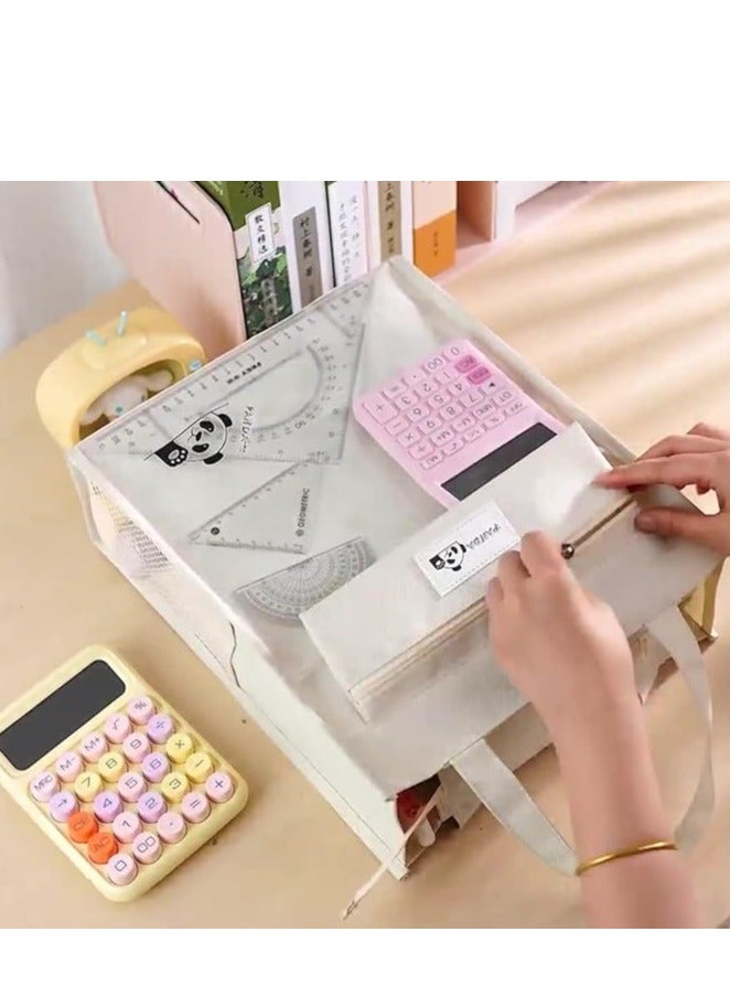 حقيبة دروس مضادة للماء للتلاميذ المصريين - شنطة شفافة للأدوات الفنية | تسع تابلت-قماش أوكسفورد مقاوم للغبار | شنطة دروس خصوصية بأزرار - Image 2