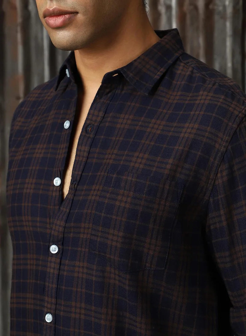 HIGH STAR Men's Multicoloured 100% Cotton Checkered Button Down Shirt