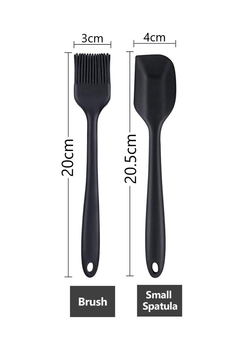 Baskety Silicone NonStick Heat Resistant Spatula Multi Purpose Tools for Kitchen Cooking Set of 2 BlackSpatula Small 206cmSilicone Basting Brush 21cm - Image 2