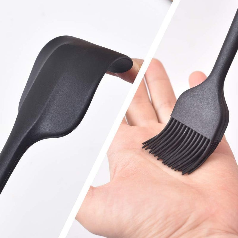 Baskety Silicone NonStick Heat Resistant Spatula Multi Purpose Tools for Kitchen Cooking Set of 2 BlackSpatula Small 206cmSilicone Basting Brush 21cm - Image 4