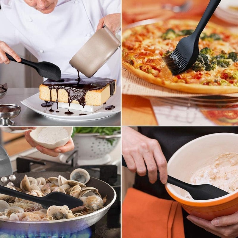 Baskety Silicone NonStick Heat Resistant Spatula Multi Purpose Tools for Kitchen Cooking Set of 2 BlackSpatula Small 206cmSilicone Basting Brush 21cm - Image 5