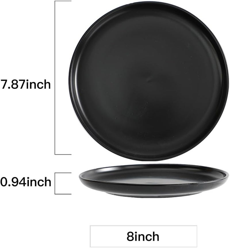 Solid color ceramic plate single or set of four pieces dinner dessert salad bread party serving wedding household yellow plate black 8inch - Image 2