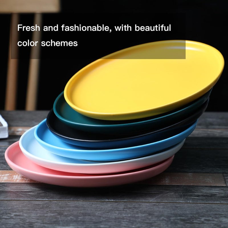 Solid color ceramic plate single or set of four pieces dinner dessert salad bread party serving wedding household yellow plate black 8inch - Image 5
