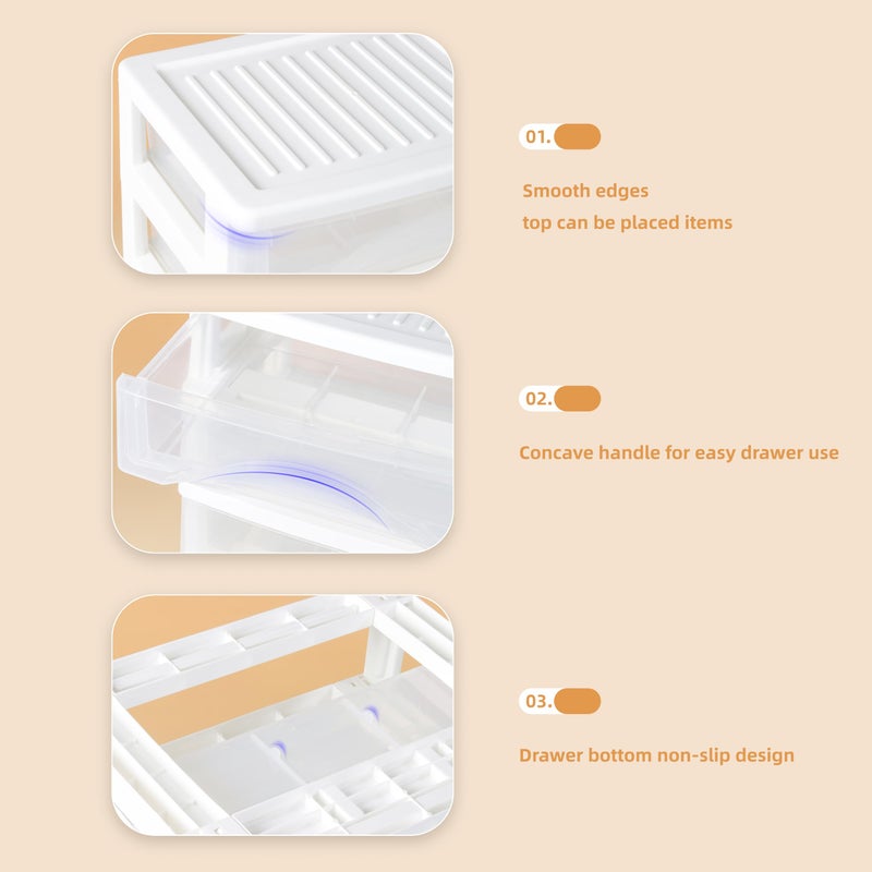 Gonice White Desk 4 Drawer Organizer, Plastic Small Drawer Storage, Desk Storage for Office and Home - Image 2