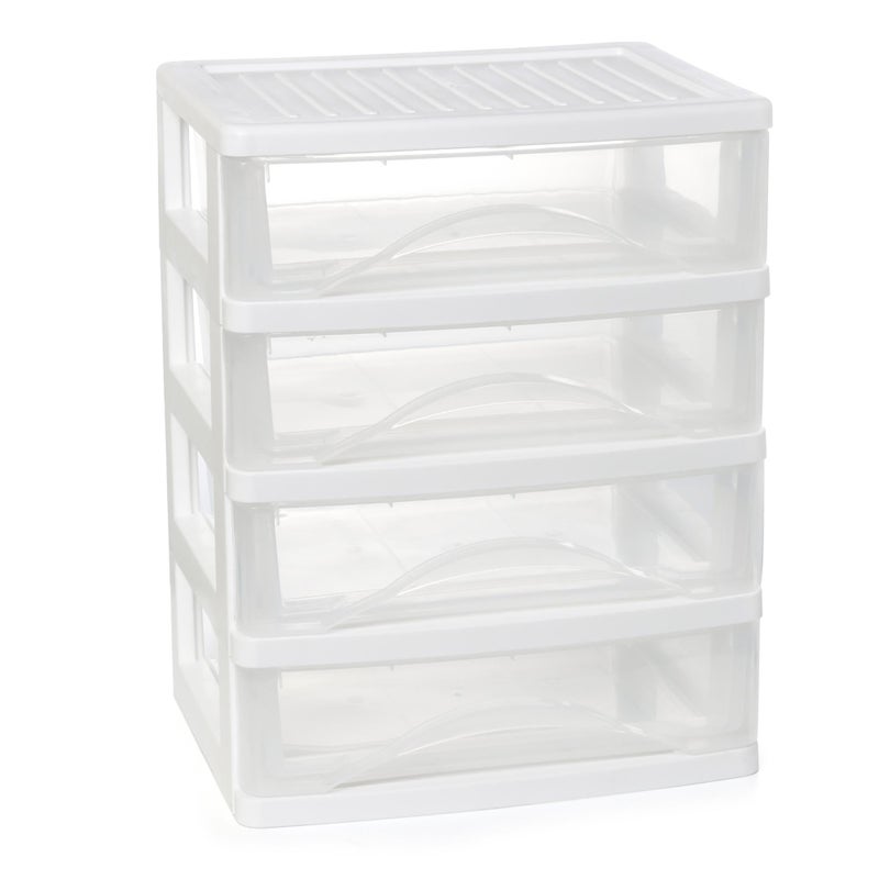 Gonice White Desk 4 Drawer Organizer, Plastic Small Drawer Storage, Desk Storage for Office and Home - Image 1