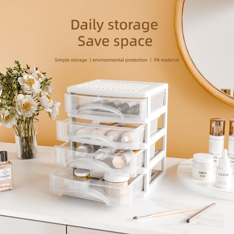 Gonice White Desk 4 Drawer Organizer, Plastic Small Drawer Storage, Desk Storage for Office and Home - Image 5