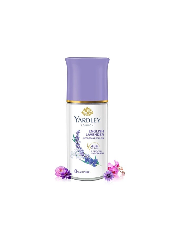 Yardley London English Lavender Anti Perspirant Deodorant Roll On For Women, Floral, 50ml - Image 1