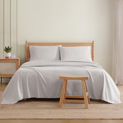 UGG Queen Sheet Set 4-Piece Luxury Cooling Sheets Deep Pockets Premium Bedding with 2 Pillow Shams Hypoallergenic Machine Washable Soft Lightweight Bed Set for Bedroom, Queen, Stone Grey (Hedi) - Image 2