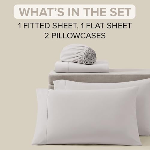UGG Queen Sheet Set 4-Piece Luxury Cooling Sheets Deep Pockets Premium Bedding with 2 Pillow Shams Hypoallergenic Machine Washable Soft Lightweight Bed Set for Bedroom, Queen, Stone Grey (Hedi) - Image 3