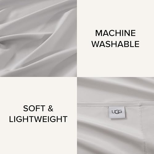 UGG Queen Sheet Set 4-Piece Luxury Cooling Sheets Deep Pockets Premium Bedding with 2 Pillow Shams Hypoallergenic Machine Washable Soft Lightweight Bed Set for Bedroom, Queen, Stone Grey (Hedi) - Image 4