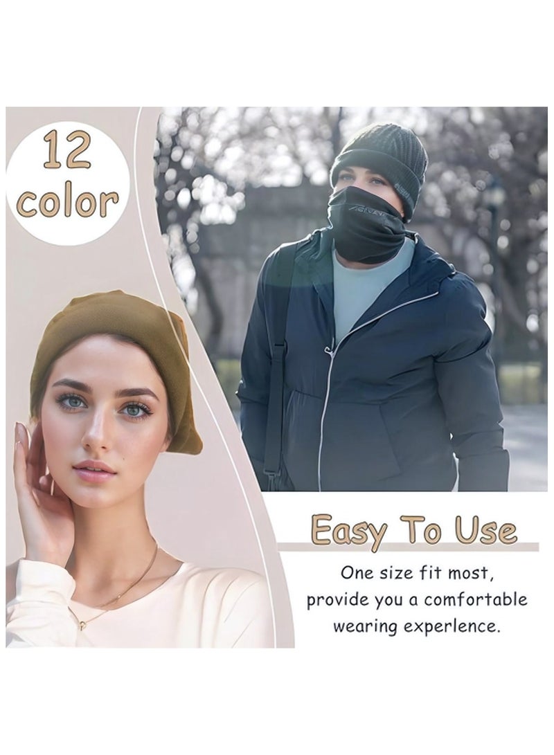 Hijab Undercap Scarf, 12Pcs Under Scarf Hijab Cap Under Caps for Women Men Turban Head Wraps Scarf Solid Color Hijab Tube Unisex Stretch Dreadlocks Tube Neck Cover - Image 4