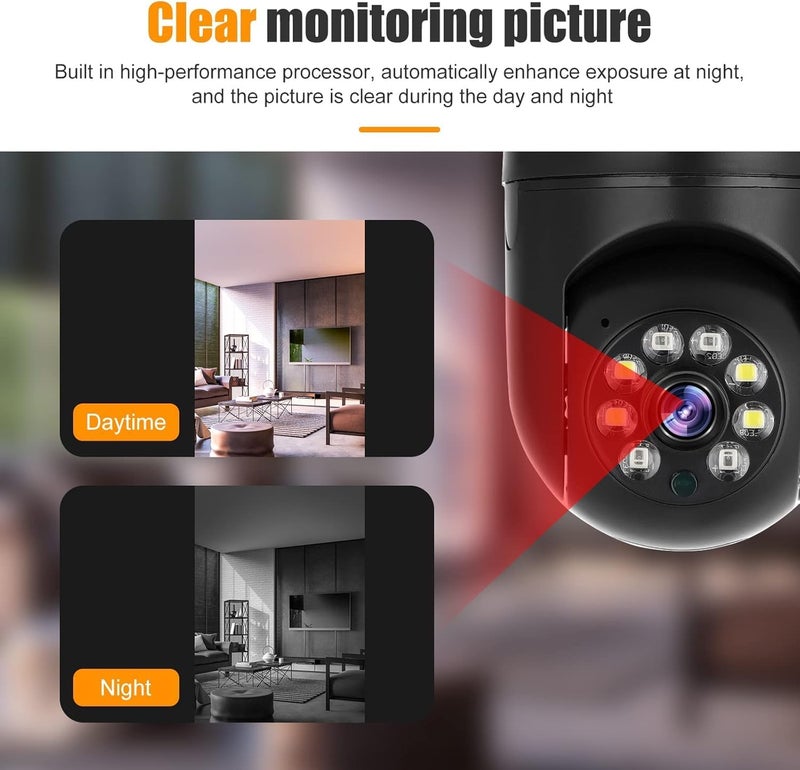 TP PLUS كاميرا أمان منزلية ذكية بدقة 3MP Full HD مع رؤية 360° وكاميرا مصباح قابلة للإمالة والدوران (أسود Light1) - Image 5
