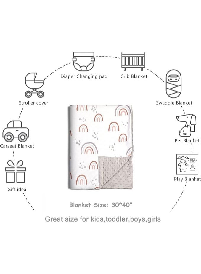بطانية أطفال، بطانيات ناعمة من الفرو مع ظهر من النقاط، بطانية قيلولة لعربة الأطفال، مريحة وقابلة للتنفس، ناعمة ودافئة، للجنسين، للأطفال الصغار، الأولاد والبنات، 100*75 سم - Image 5