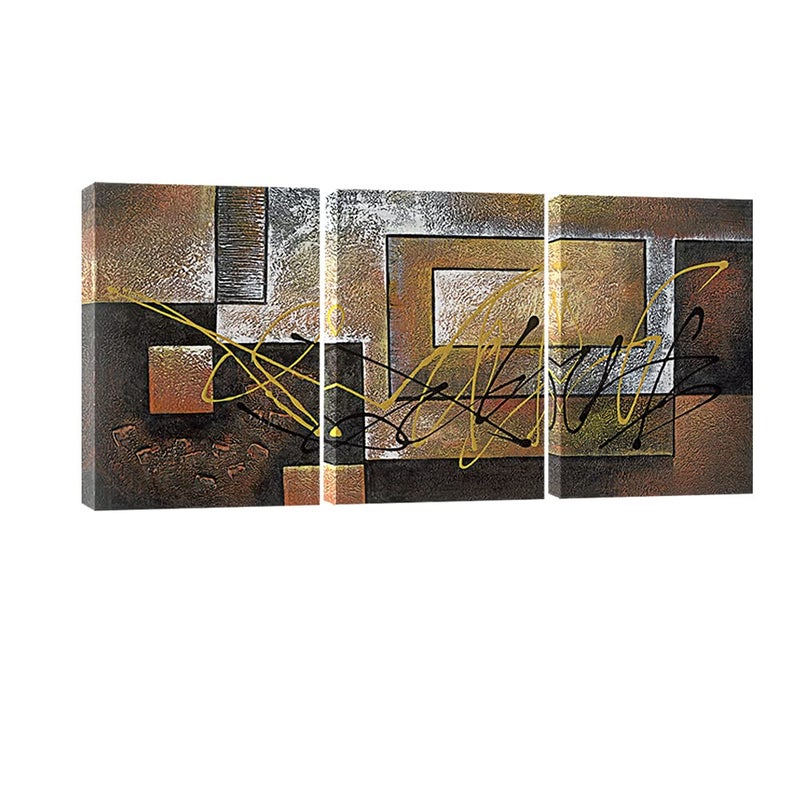 Pyradecor Modern 3 Piece Canvas Prints Abstract Brown Landscapes Pictures Paintings on Canvas Wall Art Work for Living Room Bedroom Kitchen Home Decorations - Image 1