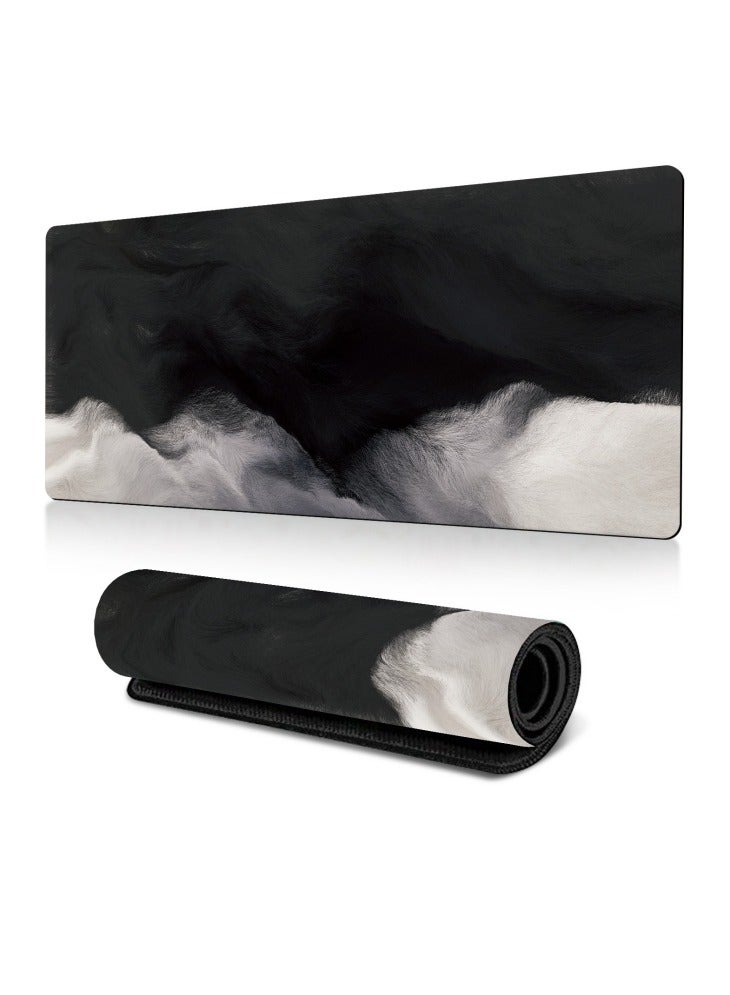 Large Gaming Mouse Pad Stitched Edges Extended Mousepad Smooth Cloth Surface Non-Slip Rubber Base Waterproof Anime Black Extended Comfortable Mouse Mat Desk Pad Spill-Resistant Desk Pad for Keyboard and Mouse Black(Ink wash)  - Image 1
