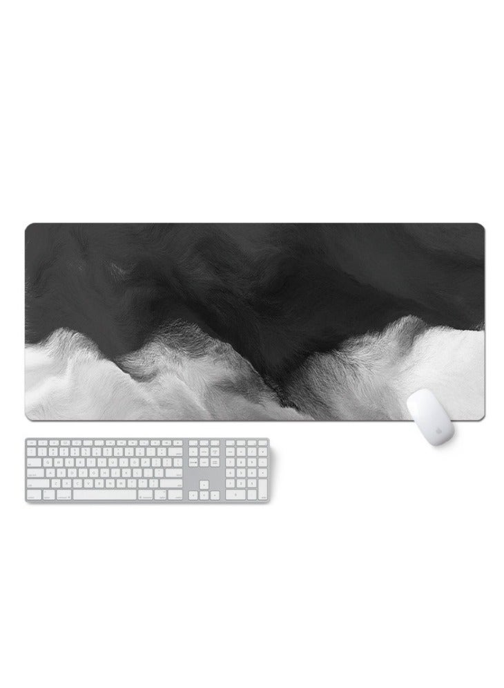 Large Gaming Mouse Pad Stitched Edges Extended Mousepad Smooth Cloth Surface Non-Slip Rubber Base Waterproof Anime Black Extended Comfortable Mouse Mat Desk Pad Spill-Resistant Desk Pad for Keyboard and Mouse Black(Ink wash)  - Image 2