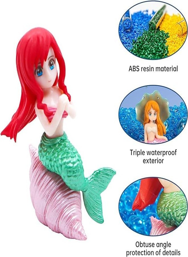 GIG BAZAAR-Aquarium Cute Miniature Mermaid Ornament Toy, Set of 4 Mermaid Statue Figurines for Fish Tanks, Decoration Ornament Accessories-(Multi Colour) - Image 5