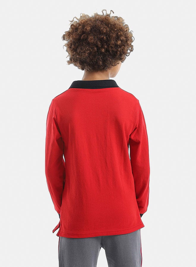 Red Circle Long sleeve polo t-shirt Kids Unisex - Image 5