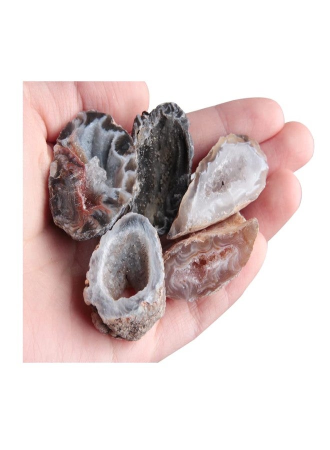 Acxico 5Pcs Mini OCO Geodes Collection Natural Crystal Agate Halves - Image 1