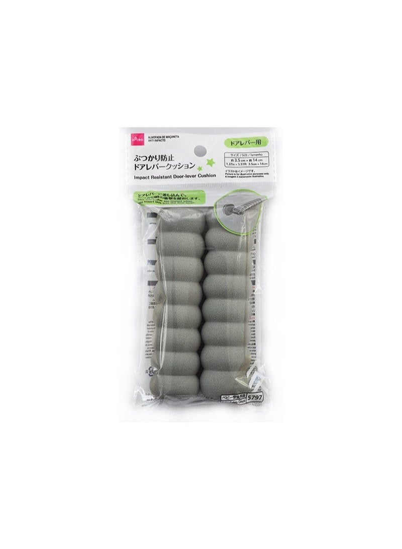 DAISO Impact Resistant Door Lever Cushion, Silicone Foam Safety Handle Cover, Gray - Image 1
