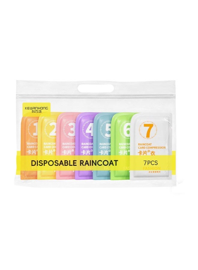 BravoCart 7-Piece Portable Card Raincoat Set - Disposable Thickened Waterproof Poncho for Travel & Outdoor, Multi-Color, Compact & Easy to Store - Image 1