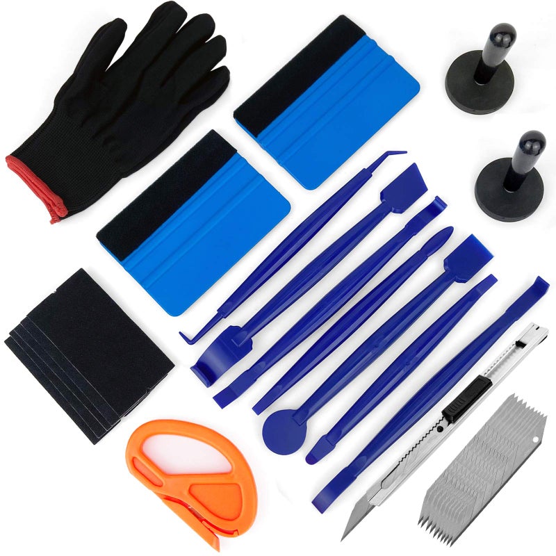 Car Install Tools for Vinyl Wrap Vehicle Tint Window Film Kit Includes Vinyl Wrap Magnets Edge Trimming Tools Felt Squeegee Wrapping Cutter 9mm Knife