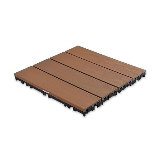 Sharpex WPC Deck Tiles with Interlocking | 1 Piece Floor Decking Water Resistant Tile for Balcony, Terrace, Garden, Poolside | Quick Flooring Solution for Indoor/Outdoor - Image 1