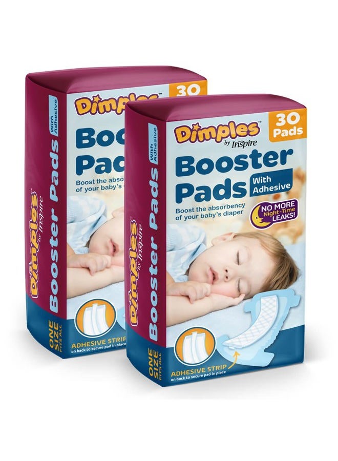Inspire Dimples Booster Pads, Baby Diaper Doubler with Adhesive for Secure Fit | 1 Size Fits All Diapers | Boosts Absorbency No More leaks 60 Count - Image 1