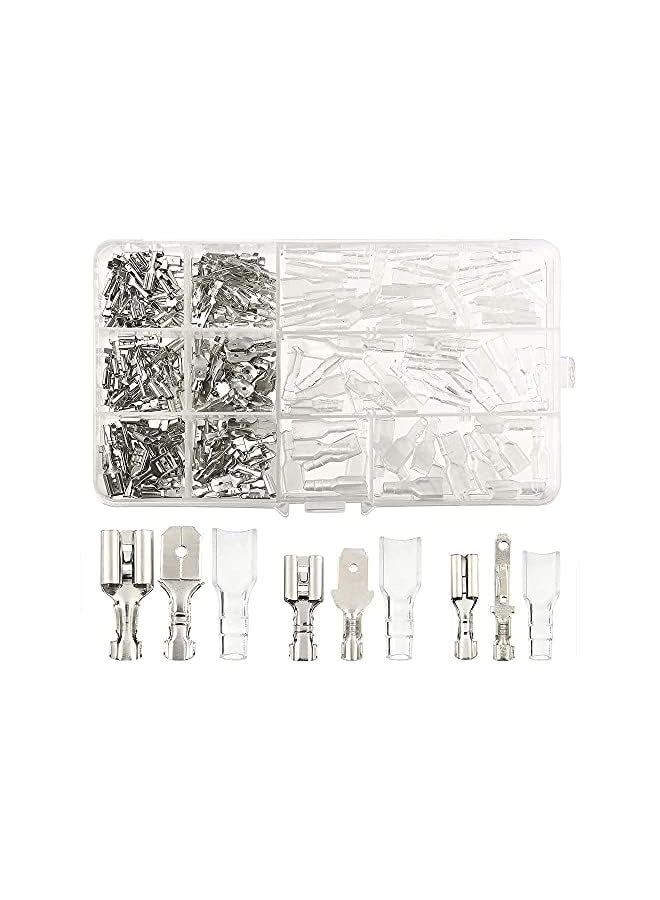 erorex 270 Pieces Quick Connector Male Bus Spade Connector Crimp Terminal Assortment Kit, 2.8/4.8/6.3mm Spade Quick Disconnect Connector Kit for Electrical Wiring Car Audio Speakers - Image 1