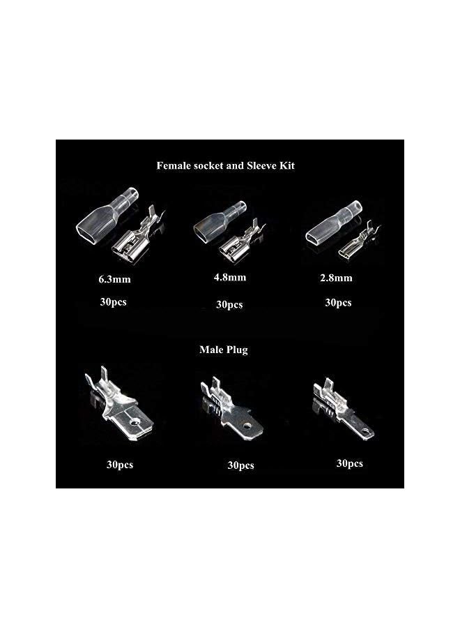 erorex 270 Pieces Quick Connector Male Bus Spade Connector Crimp Terminal Assortment Kit, 2.8/4.8/6.3mm Spade Quick Disconnect Connector Kit for Electrical Wiring Car Audio Speakers - Image 2