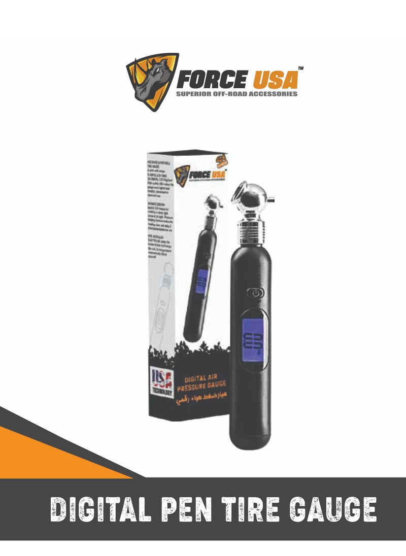 FORCE USA - FORCE USA Digital Pen Tire Gauge: Accurate and Portable Tire Pressure Measurement Tool - Image 1