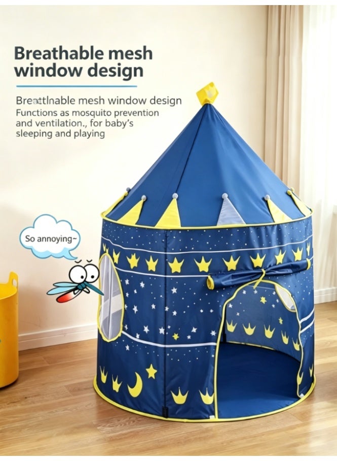 CityRiya-Long Kids Play Tent Star Moon Castle Playhouse for Boys Girls, Indoor Outdoor Pop Up Children Play Tent, Portable Foldable Baby Play House, Large Space Kids Game Tent Gift for Toddlers (RE2117) - Image 4