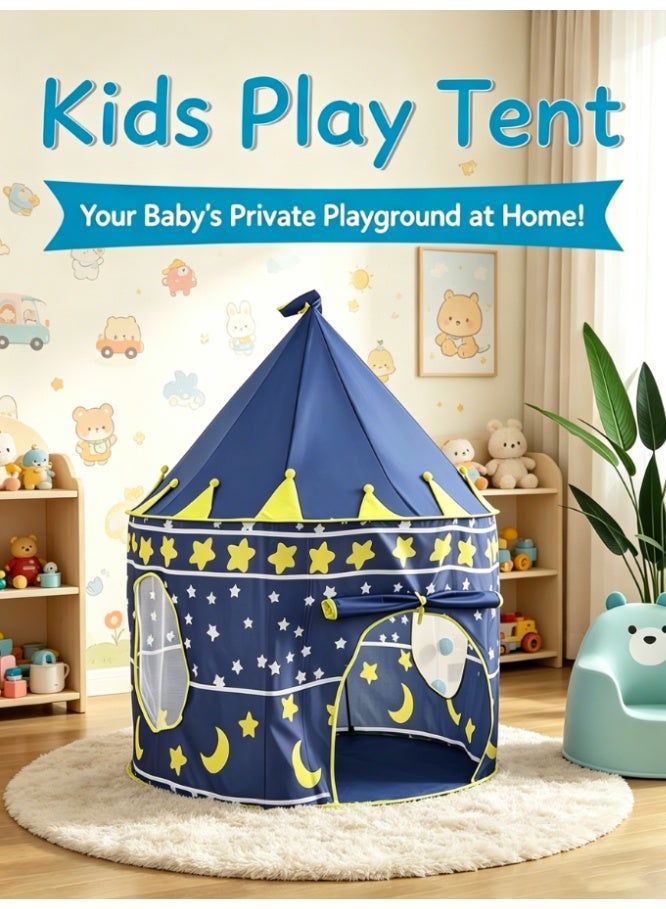 CityRiya-Long Kids Play Tent Star Moon Castle Playhouse for Boys Girls, Indoor Outdoor Pop Up Children Play Tent, Portable Foldable Baby Play House, Large Space Kids Game Tent Gift for Toddlers (RE2117) - Image 1