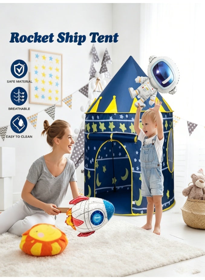 CityRiya-Long Kids Play Tent Star Moon Castle Playhouse for Boys Girls, Indoor Outdoor Pop Up Children Play Tent, Portable Foldable Baby Play House, Large Space Kids Game Tent Gift for Toddlers (RE2117) - Image 2